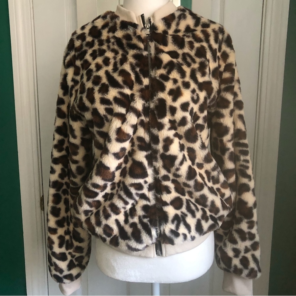 Faux Leopard Teddy Jacket Small